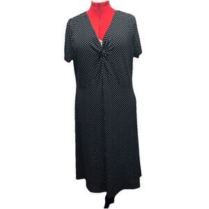 Style & Co Midi Dress Womens Sz 2X Polka Dot Spring Dress Knot Bodice
